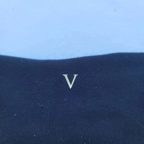 VICTORIA'S SECRET Black LEGGINGS YOGA PANTS Stretch Gold Logo sz 4 - Picture 5 of 8
